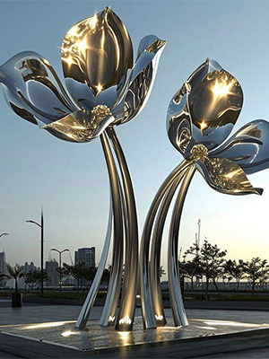 Stainless steel flower sculpture